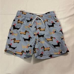 Janie and Jack Kids 5 Weiner Dogs Dachshund Festive Fourth of July Swim Trunks